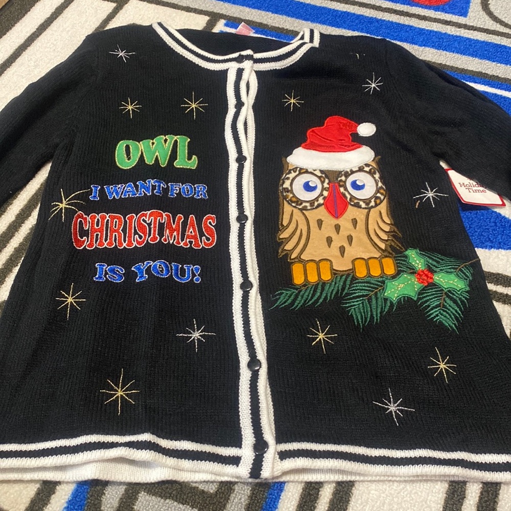 Owl I want for Christmas cardigan